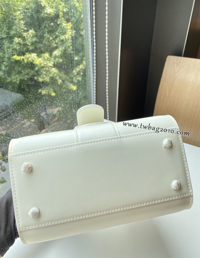 Delvaux頂級原單Brillant box皮雙環白色手提女包 德爾沃專櫃經典款Brillant PM包袋 bxs1067